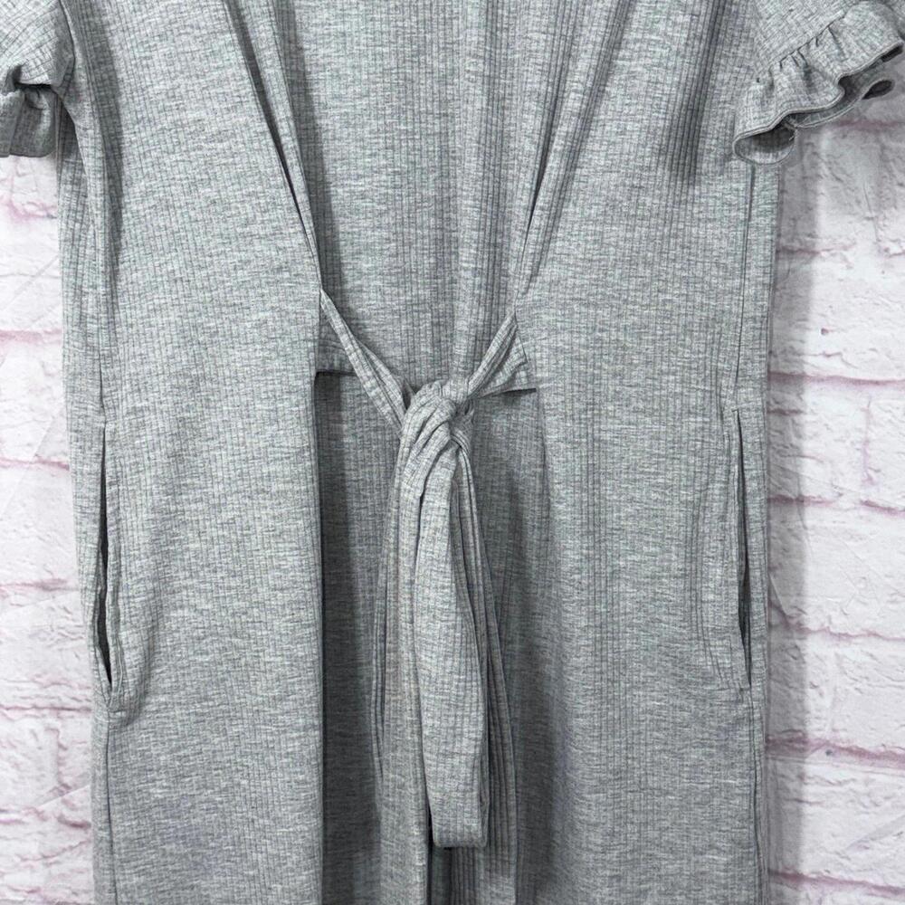Marie Nicole Medium Gray Ruffle Sleeve Tie-Front Dress - Picture 2 of 6